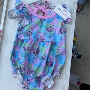 Pete + Lucy Flamingo Print Kids One Piece